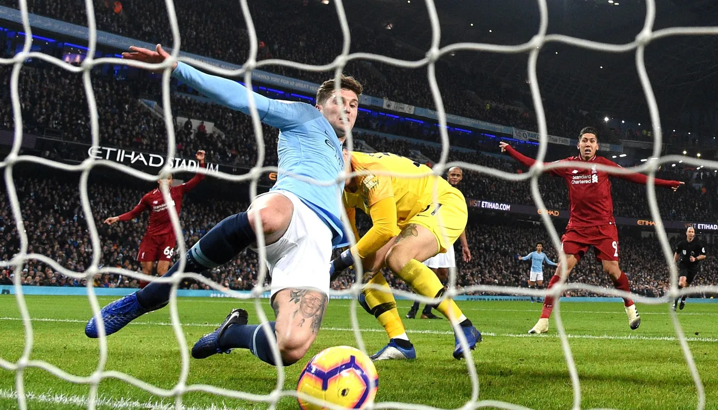 Player kicks the ball on the goal line